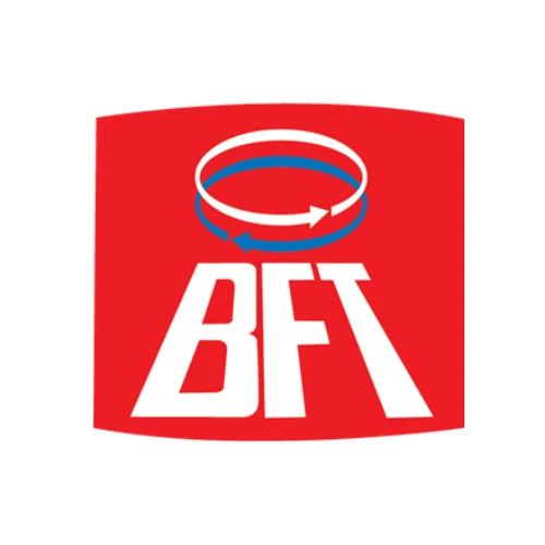 Logo BFI rosso con lettere bianche e una freccia circolare blu e bianca sopra di esse.