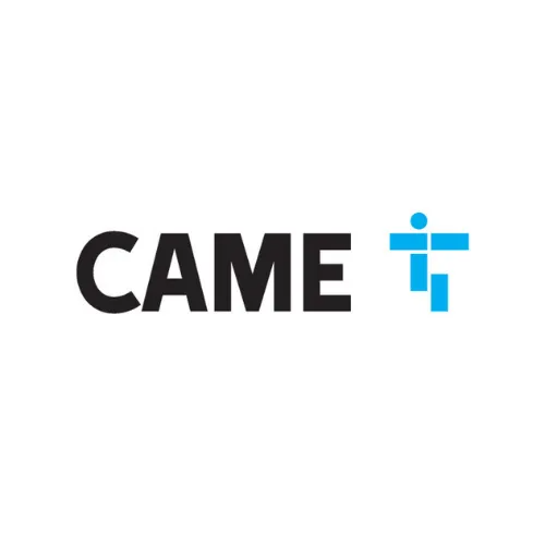 Logo CAME in nero e blu su sfondo bianco.
