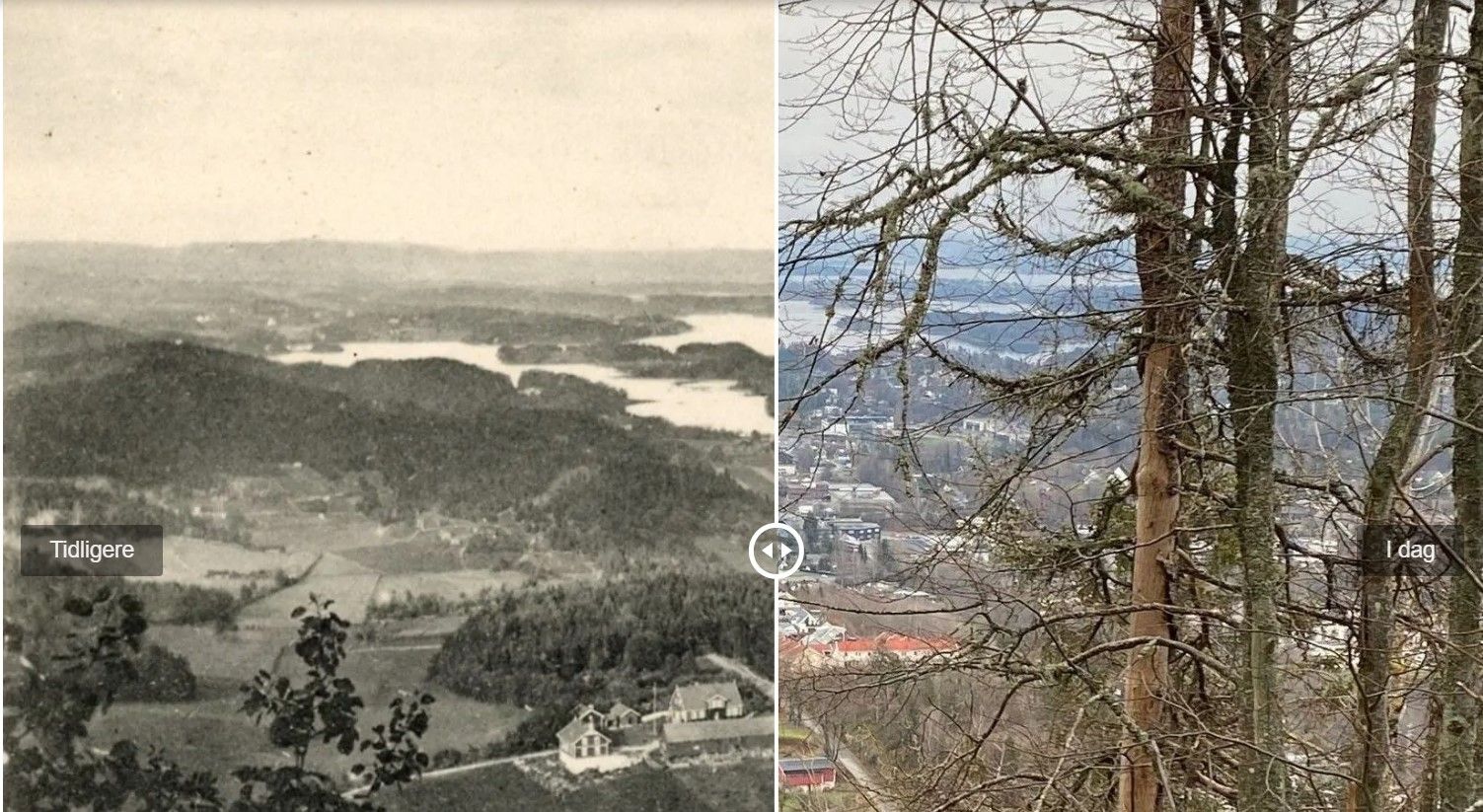 Den nye Internett-siden har gitt oss mange flere muligheter enn tidligere. Blant annet kan du nå gå inn på Denne lenken:    og finne bilder fra tidligere tider for å sammenligne med hvordan steder ser ut i dag.