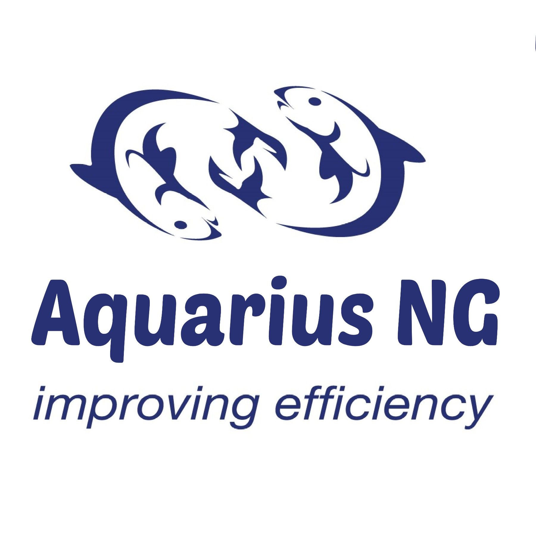 A blue logo for Aquarius ng improving efficiency Seafood Systems ACSS UK