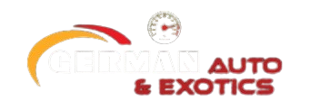 German Auto & Exotics logo with orange swoosh and red text on a white background
