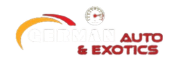German Auto & Exotics logo with orange swoosh and red text on a white background