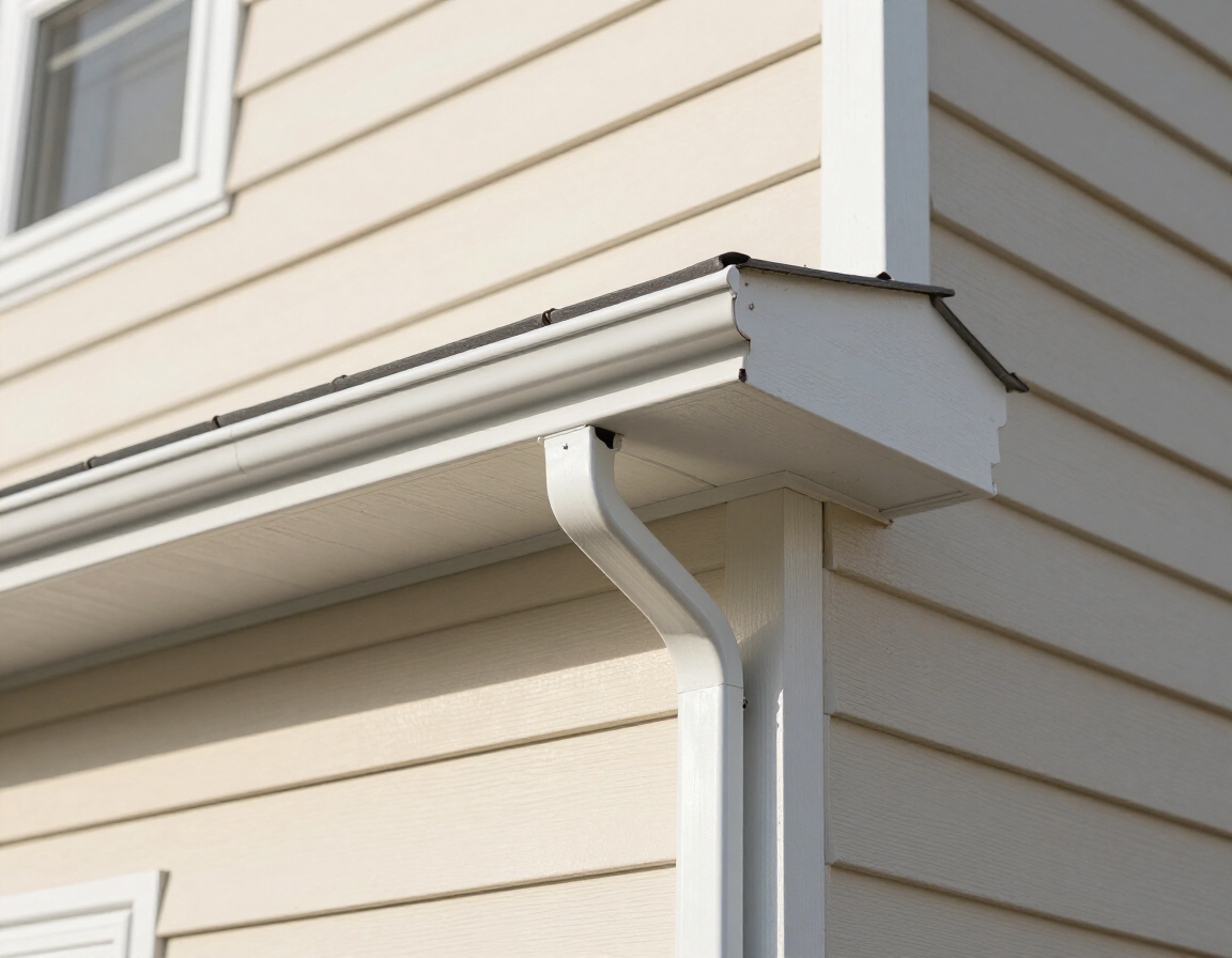 Exterior home repair with repaired gutters and trim.