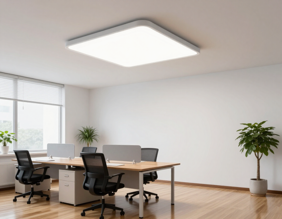 Commercial maintenance project with a new light fixture in an office space.
