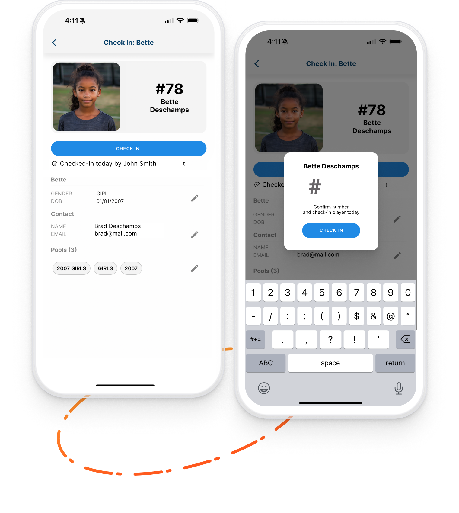 Byga Tryouts Byga youth sports club management with laptop and tablet view of tryout signup form and tryout player entries