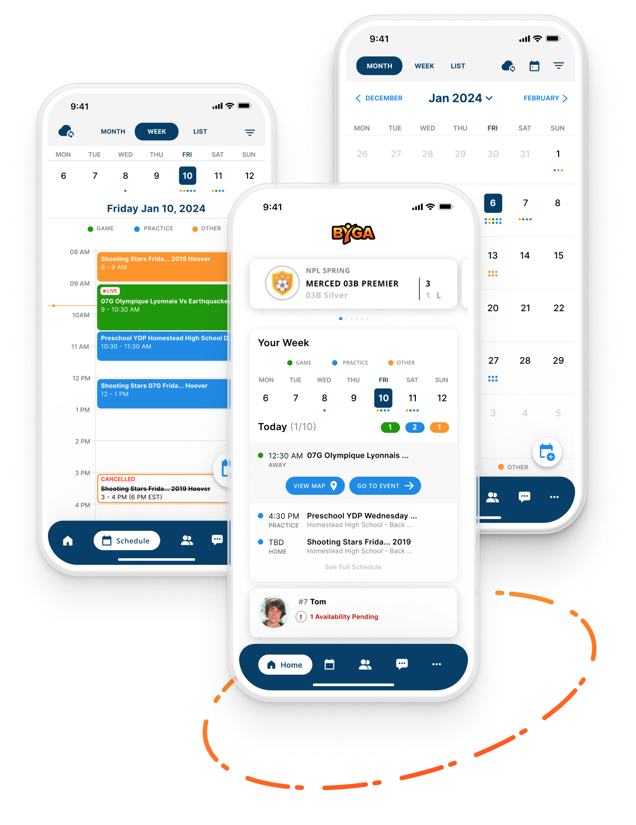 Byga youth sports club management mobile app
