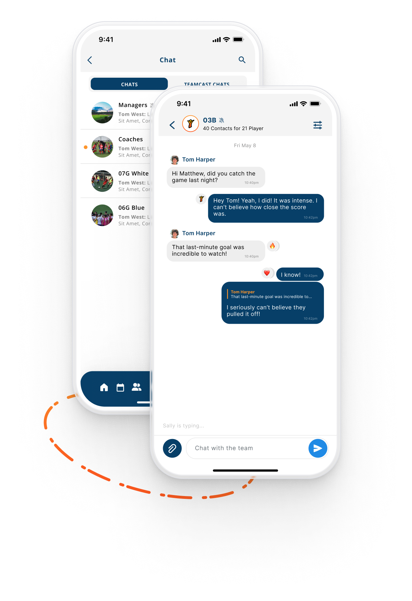Byga youth sports club management mobile view of inbox, email, and chat