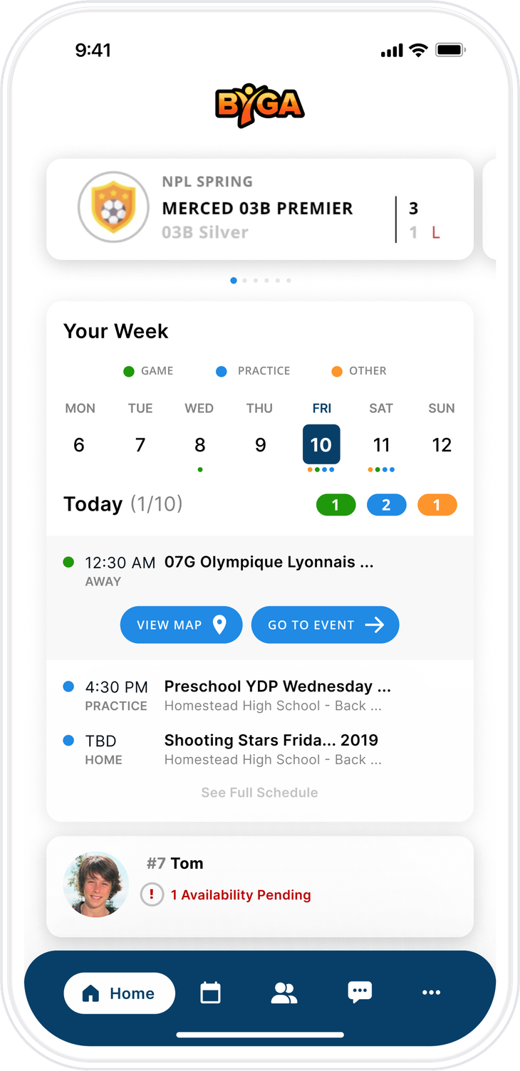 Byga soccer club management mobile app