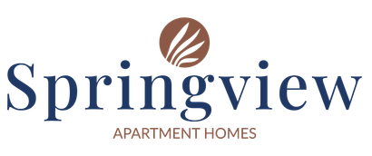 Springview Apartment Homes logo with blue text and a brown leaf emblem