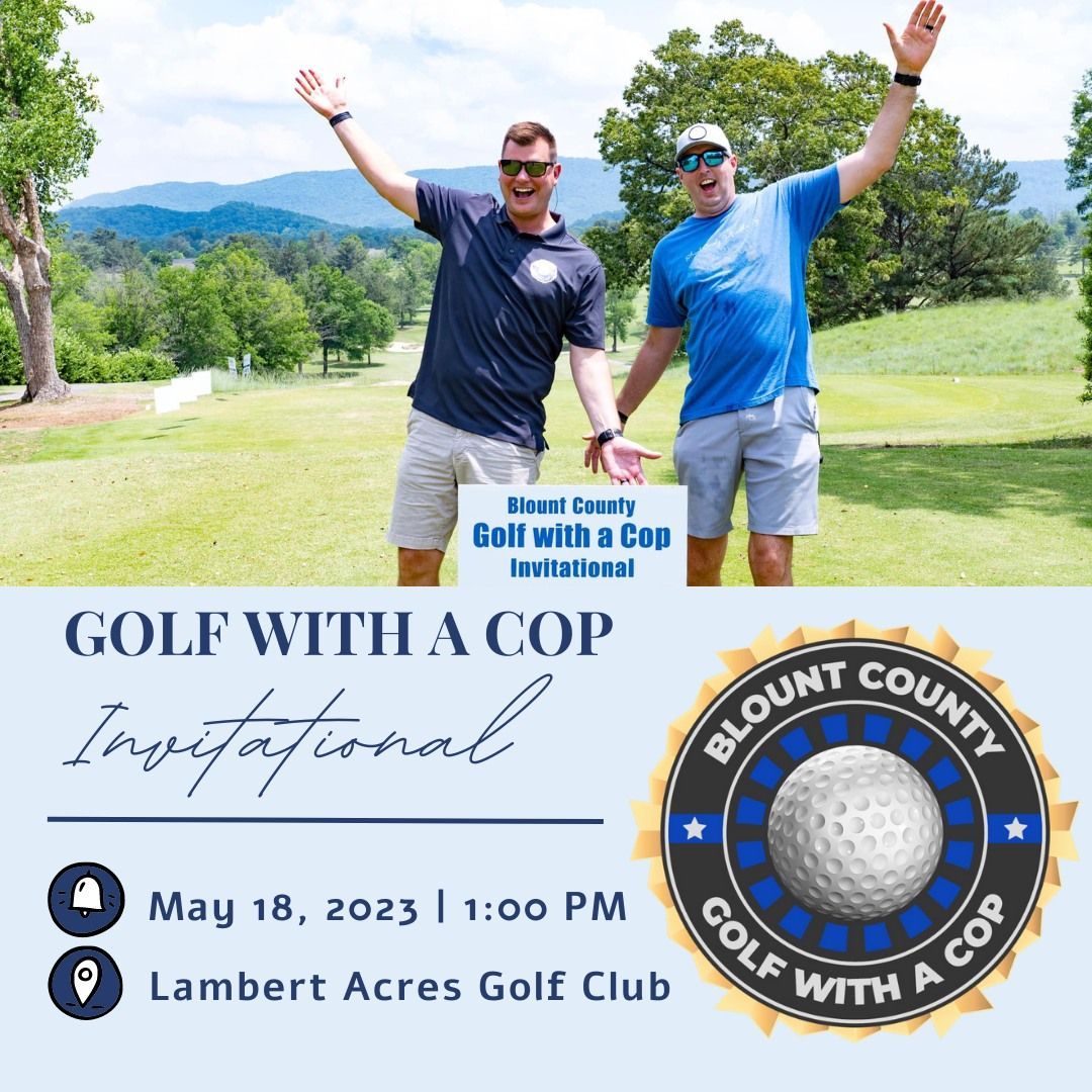 Two men are standing on a golf course with their arms in the air.