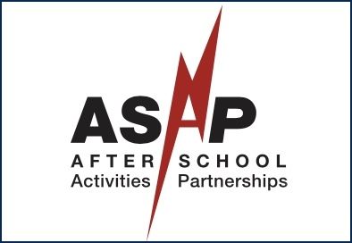 ASAP logo with black letters and a red lightning bolt, reading “After School Activities Partnerships”
