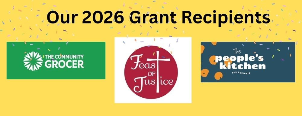 Our 2026 Grant Recipients with three organization logos on a yellow background