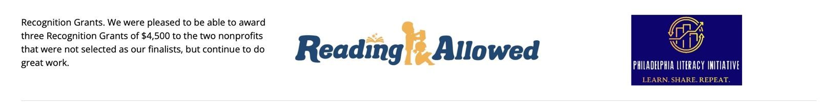 Banner with Reading Allowed logo centered and a blue university-style logo on the right.