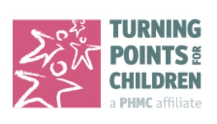 Turning Points for Children logo with pink icon and gray text, a PHMC affiliate