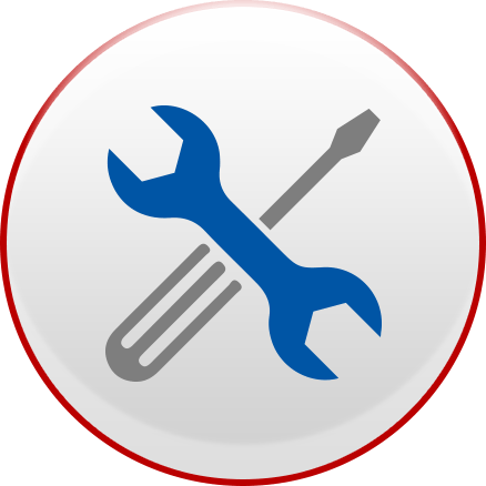 A blue wrench and a gray screwdriver crossed in an
