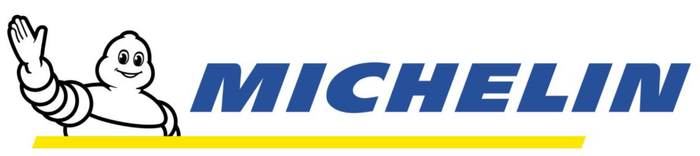 The Michelin logo featuring the white Michelin Man waving, next to blue