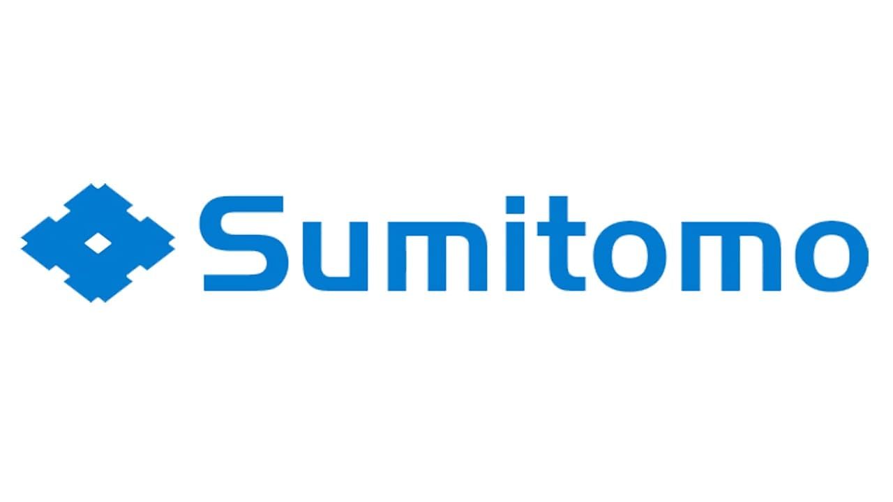 Blue Sumitomo logo featuring a stylized, geometric square symbol to the left of the company name.