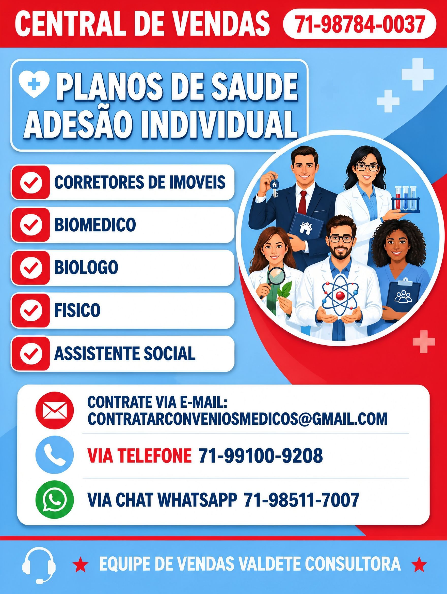 Anúncio de planos de saúde com adesão individual, lista de categorias.