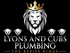 Lion with crown and four cub faces above text: