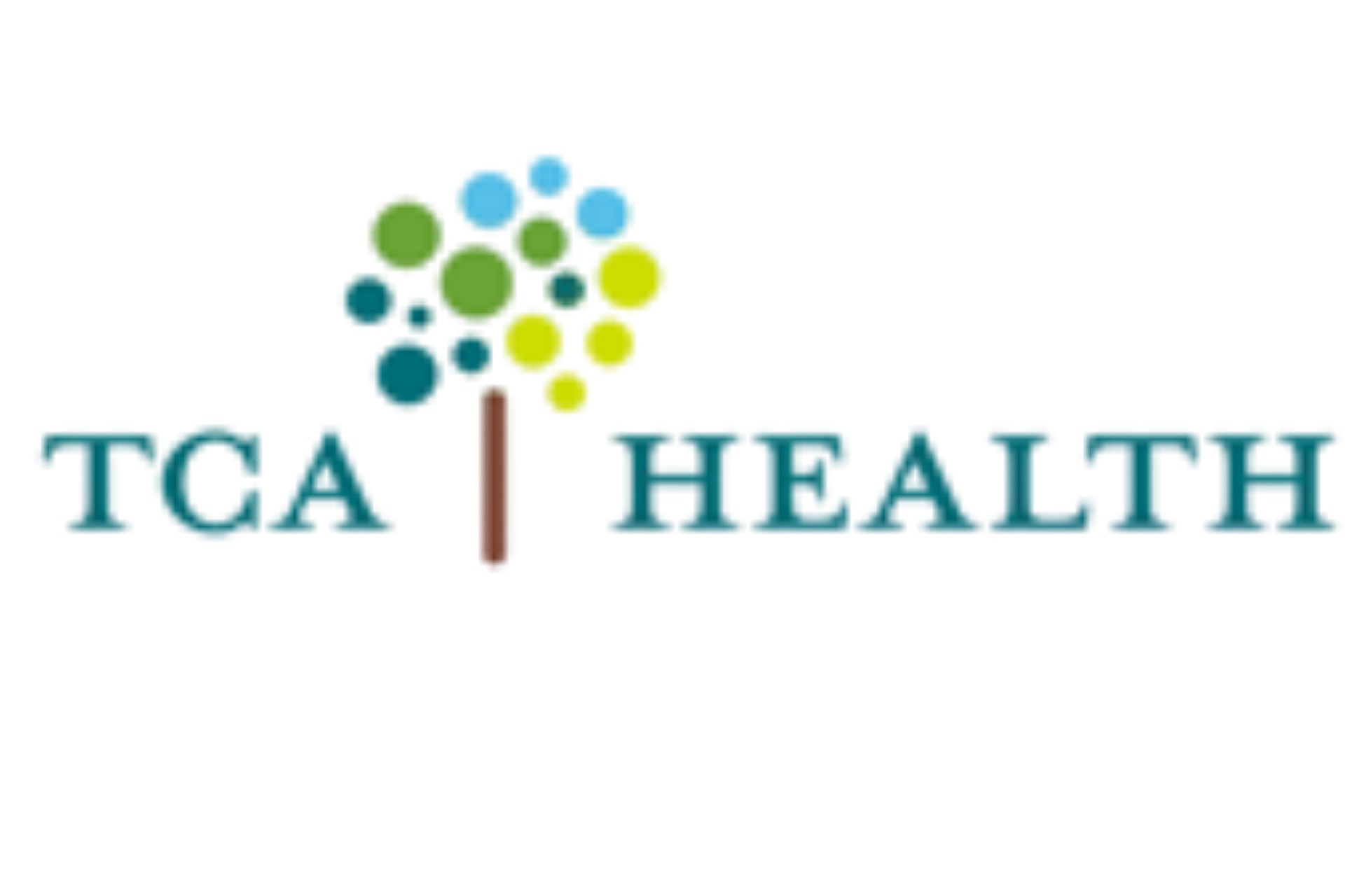 TCA Health logo with teal text and a tree formed by green, blue, and yellow circles