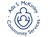 Ada S. McKinley Community Services logo with blue circular figures and text