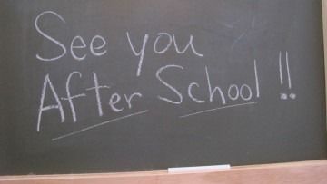 Chalkboard with handwritten message: “See you After School!!”