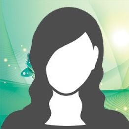 Anonymous female avatar silhouette on green abstract background