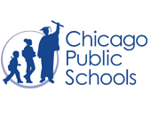 Chicago Public Schools logo with blue silhouettes and text