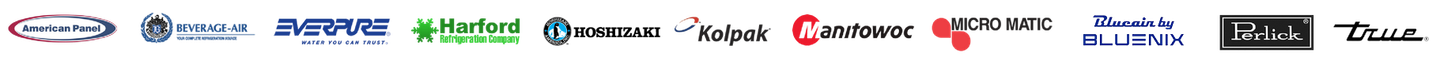 Row of sponsor logos in blue, green, black, and red on a white background