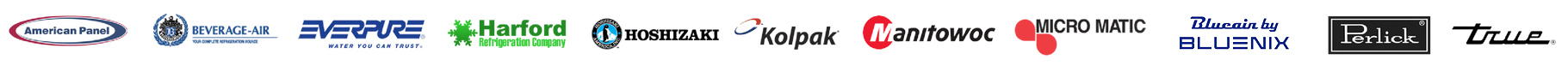 Row of sponsor logos in blue, green, black, and red on a white background