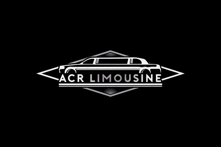 Black logo for ACR Limo. White outline of a limo inside a diamond with the words "ACR LIMOUSINE" below.