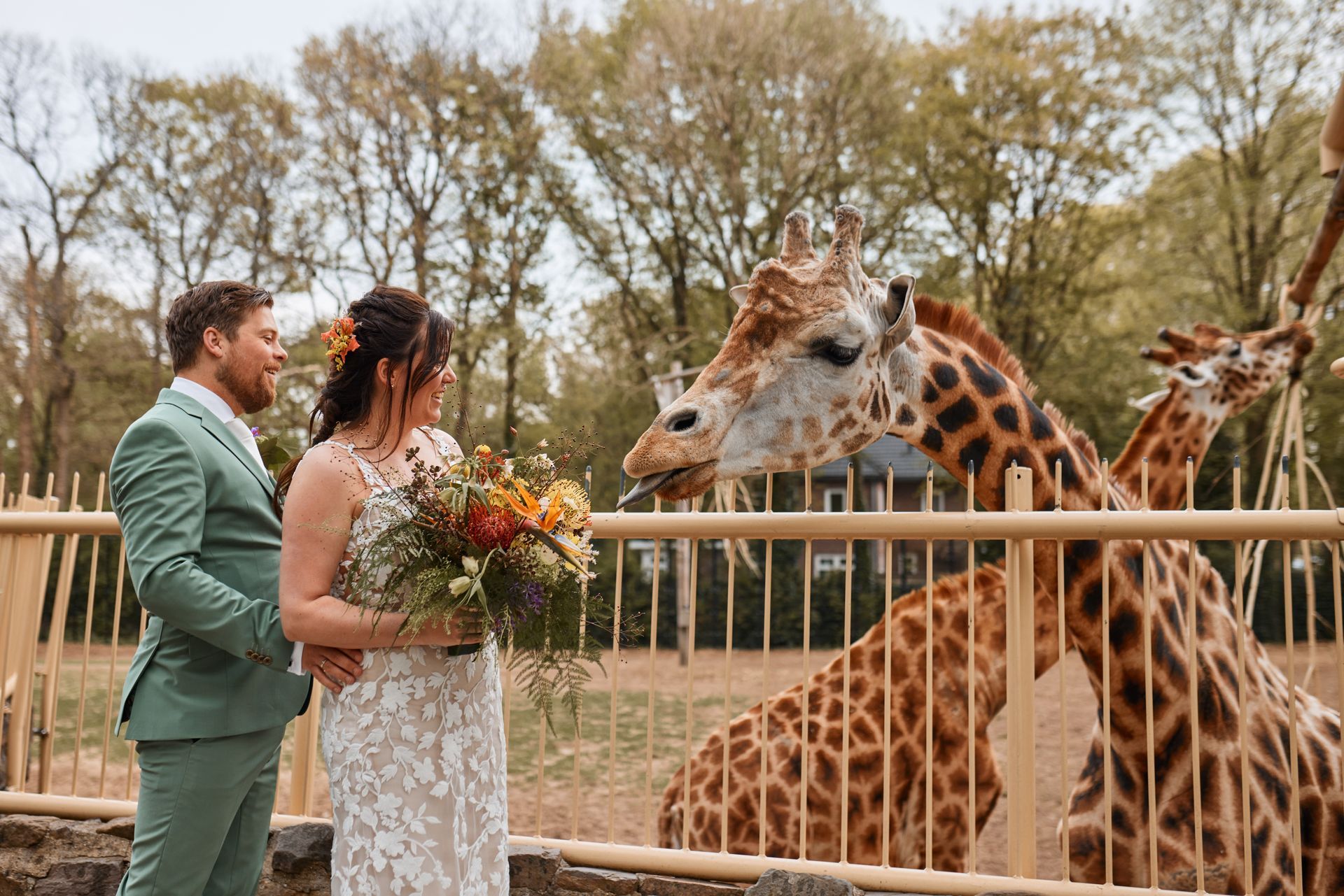 Dierentuin trouwfotoshoot