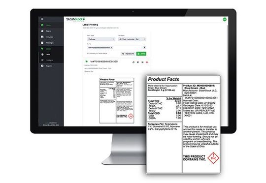 StashStock's CannaLabel home page image - METRC integrated cannabis compliance labels