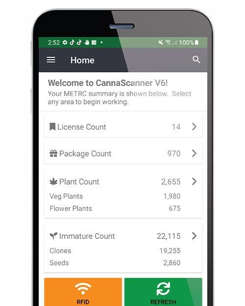 Sample images of what StashStock's CannaScanner app may look like when auditing, finding, or managing cannabis plants