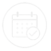 Calendar with a checkmark in a circle, representing a scheduled date or completed task