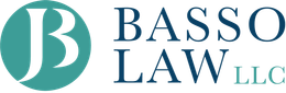 Basso Law LLC logo in teal and dark blue with stylized &ldquo;B&rdquo; monogram