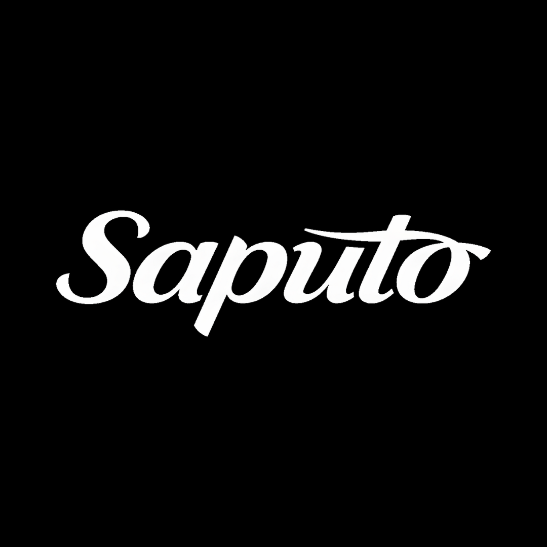 The saputo logo is white on a black background.