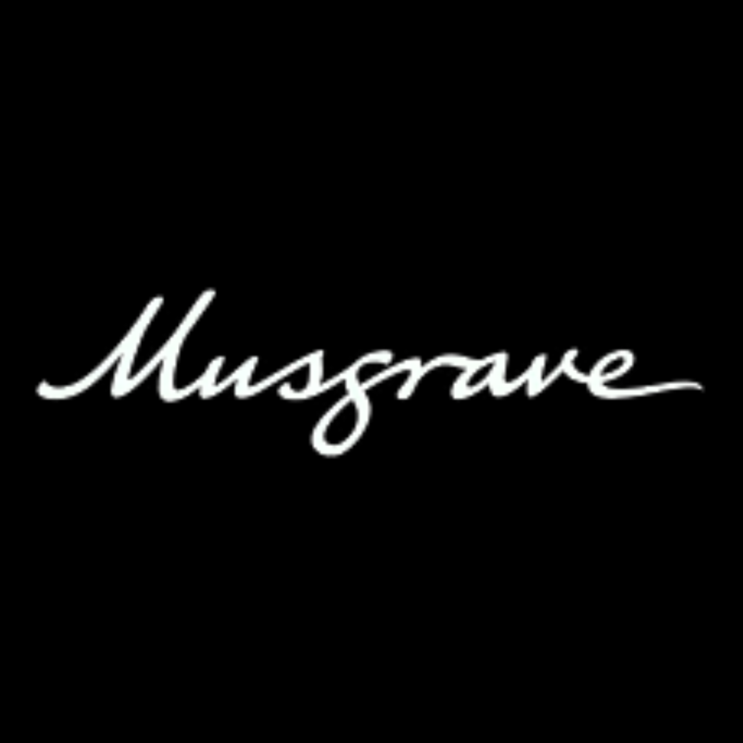 The word musgrave is written in white on a black background.