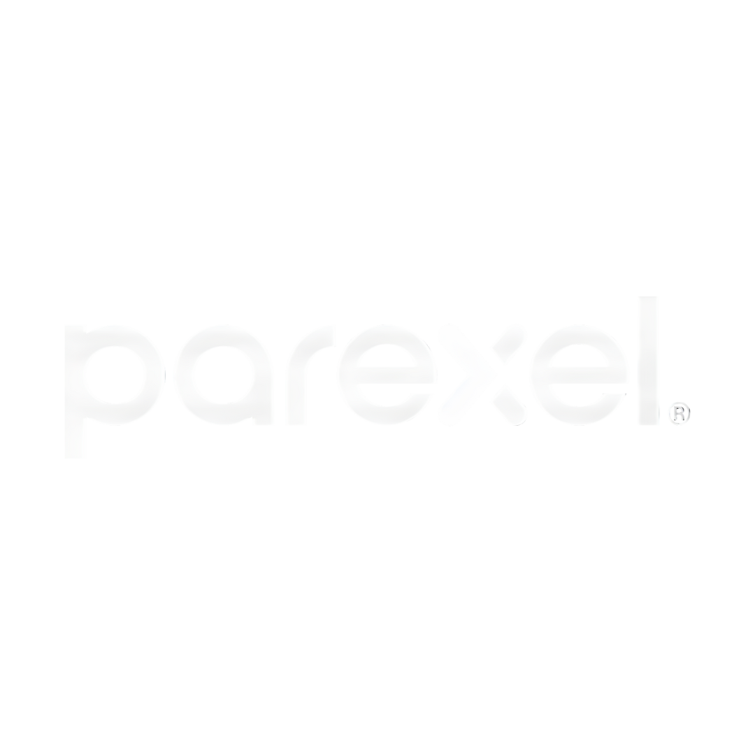 A white background with the word parexel written on it.