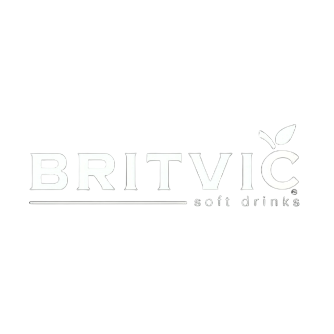 A white logo for britvic soft drinks on a white background.