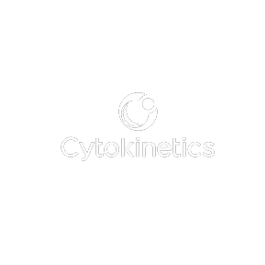 A logo for a company called cytokinetics on a white background.