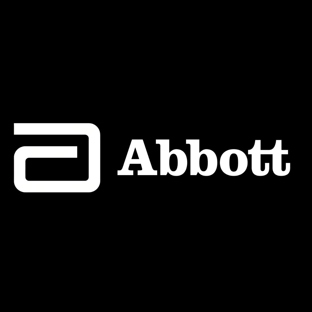 The abbott logo is white on a black background.