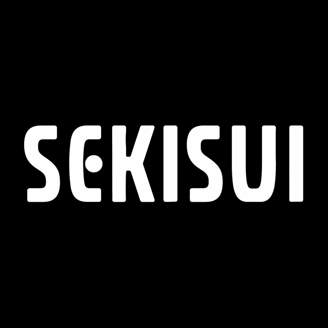 The word sekisui is written in white on a black background.