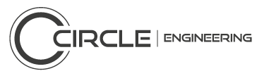 A black and white logo for circle engineering