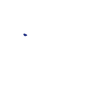 A blue circle is floating in the air on a white background.