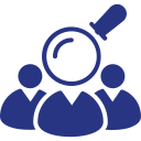 A magnifying glass is looking at a group of people.