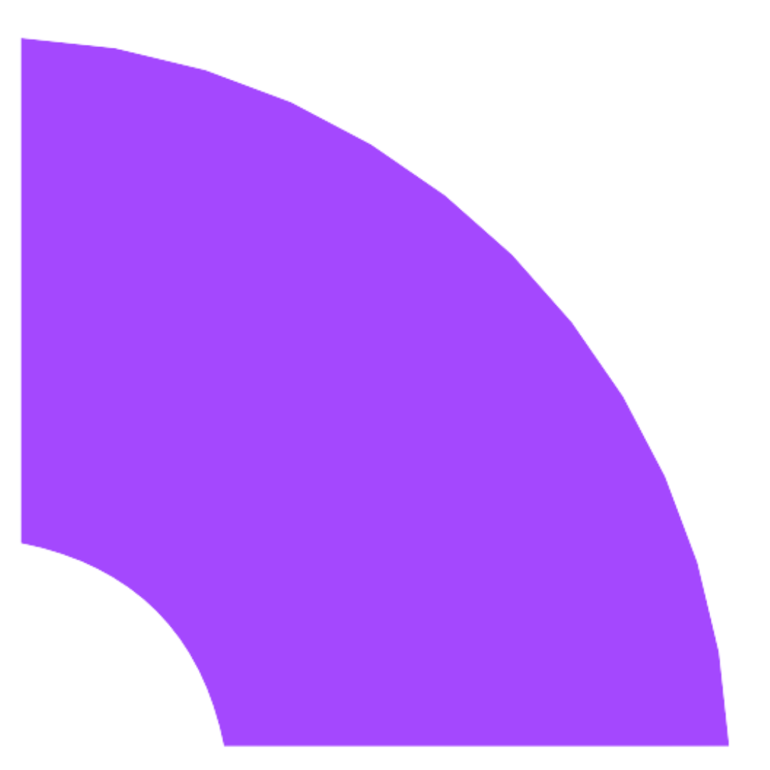 Purple quarter-circle shape with a smaller quarter-circle cut out from the bottom left corner.
