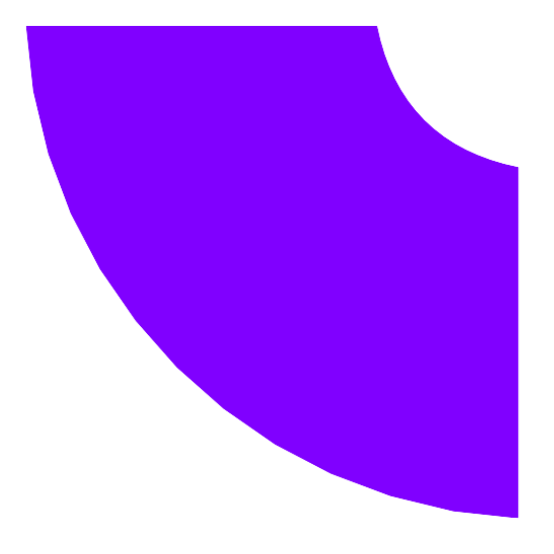 Purple quarter-circle shape with rounded corner, set against a white background.