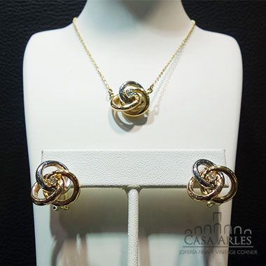 Juego de joyería fina aretes y cadena