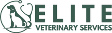 Elite Veterinary Services logo with green pet silhouette and stethoscope icon